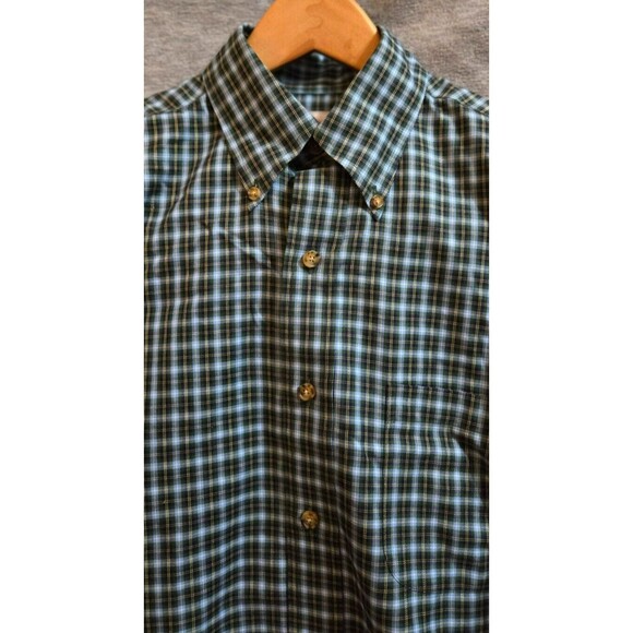 Brooks Brothers Button Down Shirt Men’s Small Navy Geen Plaid Cotton Size Small - Picture 10 of 10